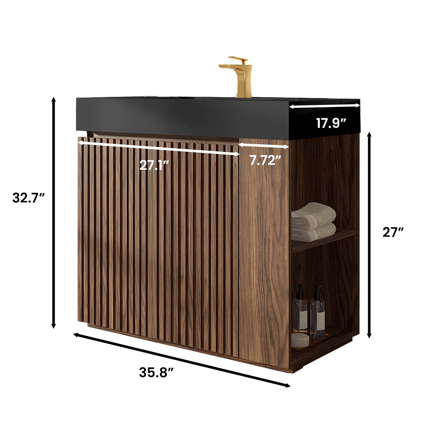 galan 36" winston walnut bathroom vanity