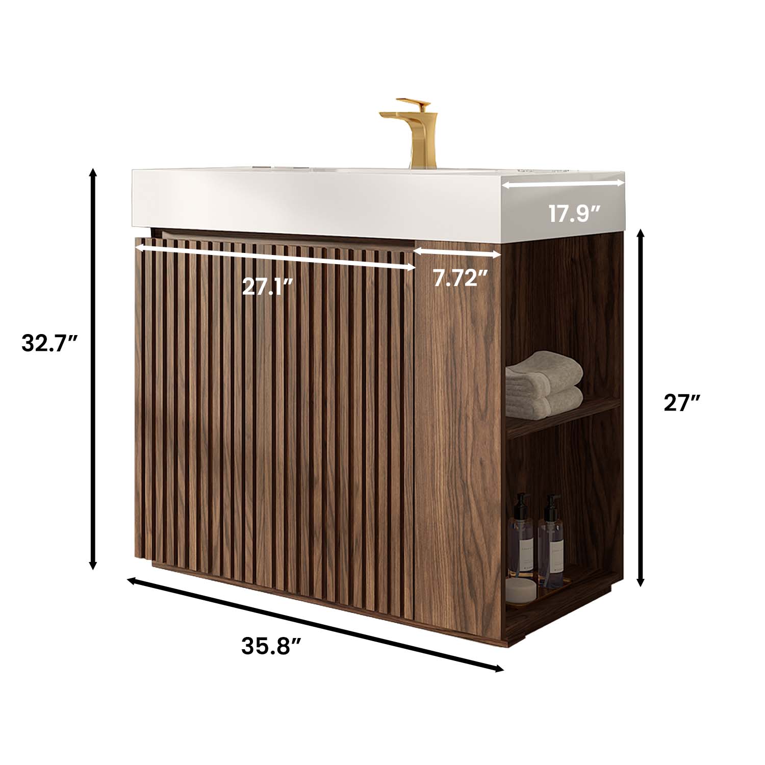 galan 36" winston walnut bathroom vanity