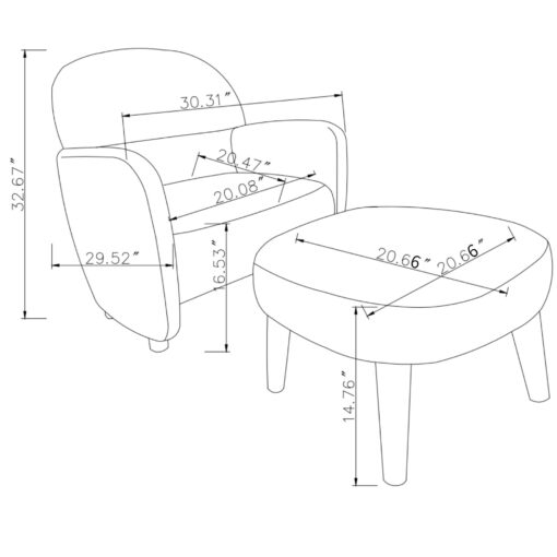 modern lazy chair with footrest ottoman