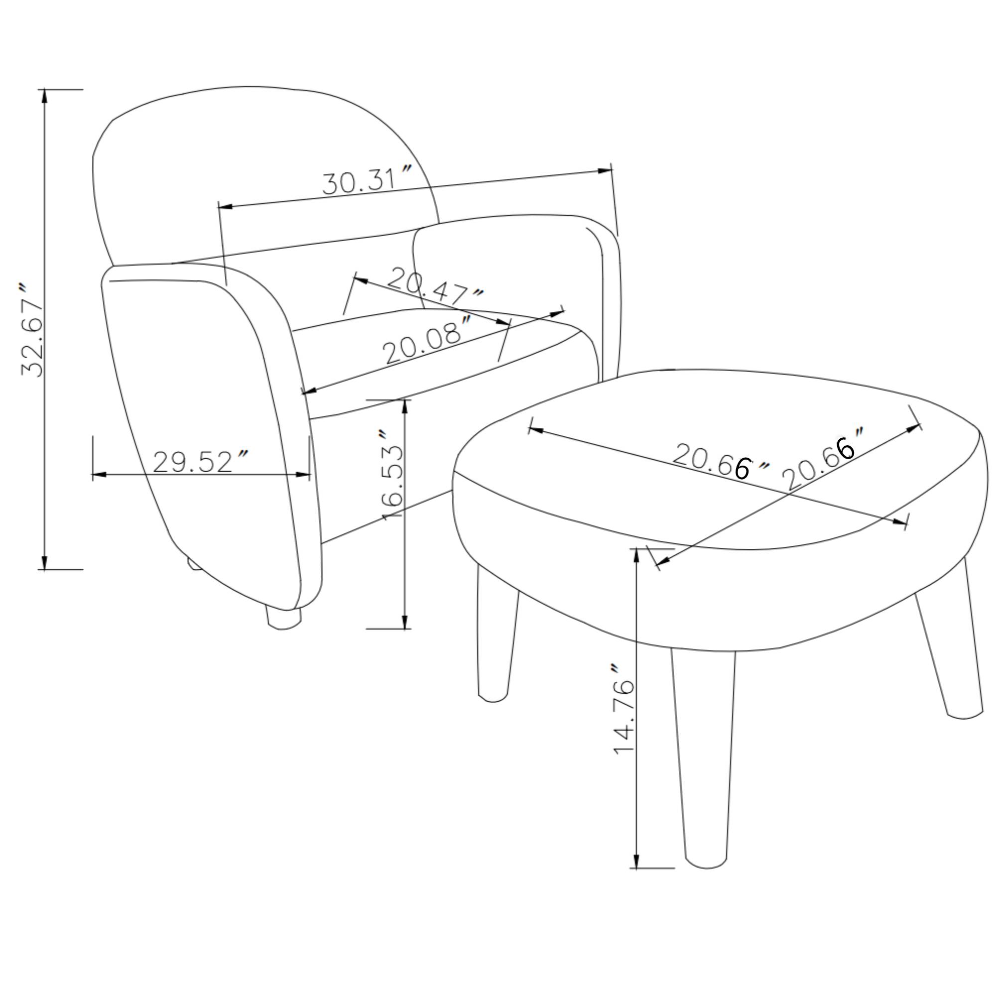 modern lazy chair with footrest ottoman