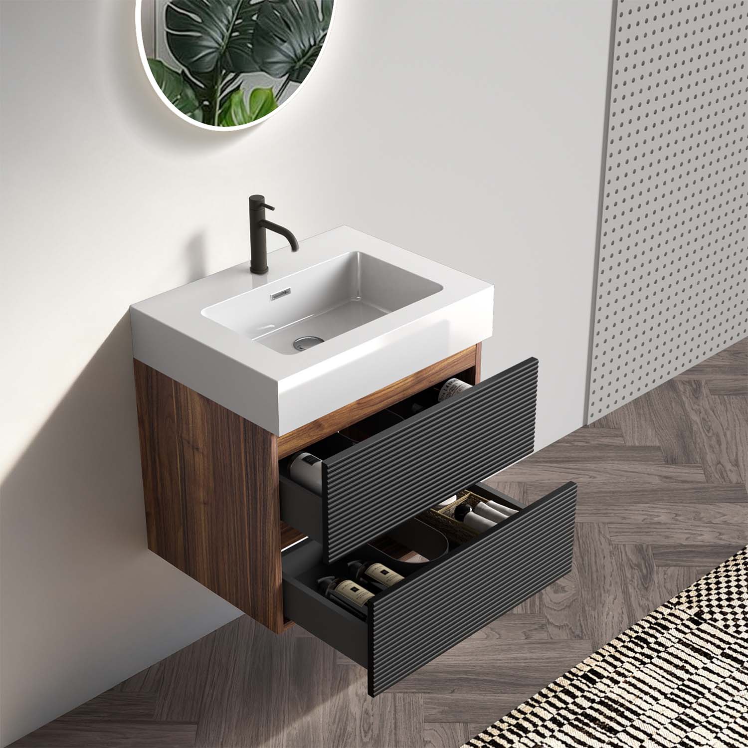 grace 24" black bathroom vanity with sink