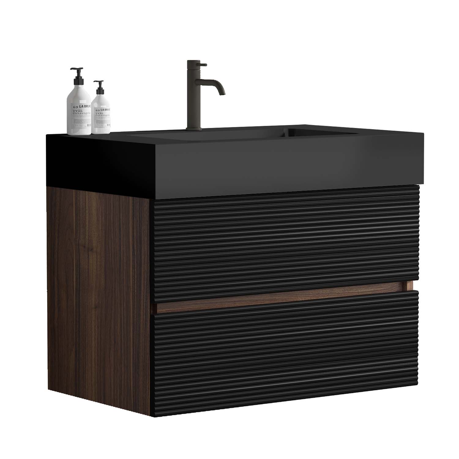 grace 30" black bathroom vanity with sink
