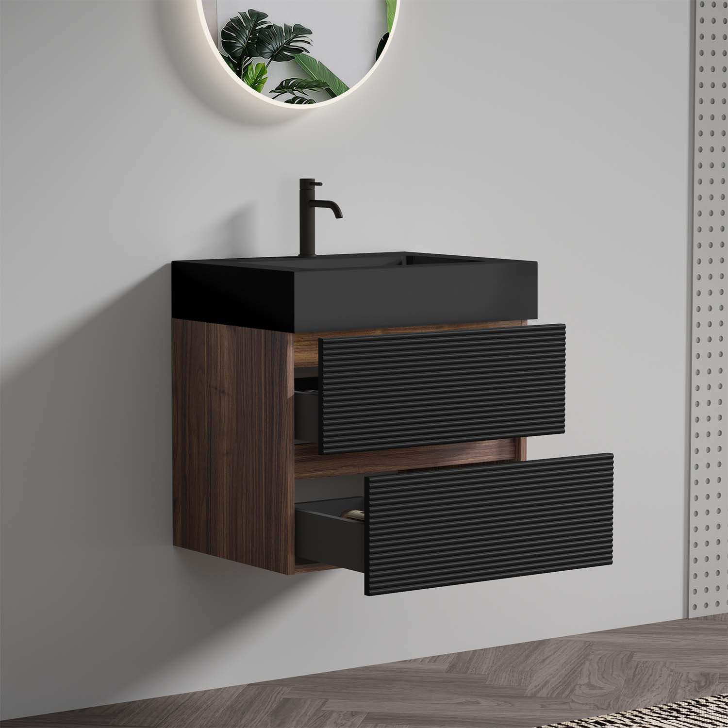 grace 24" black bathroom vanity with sink