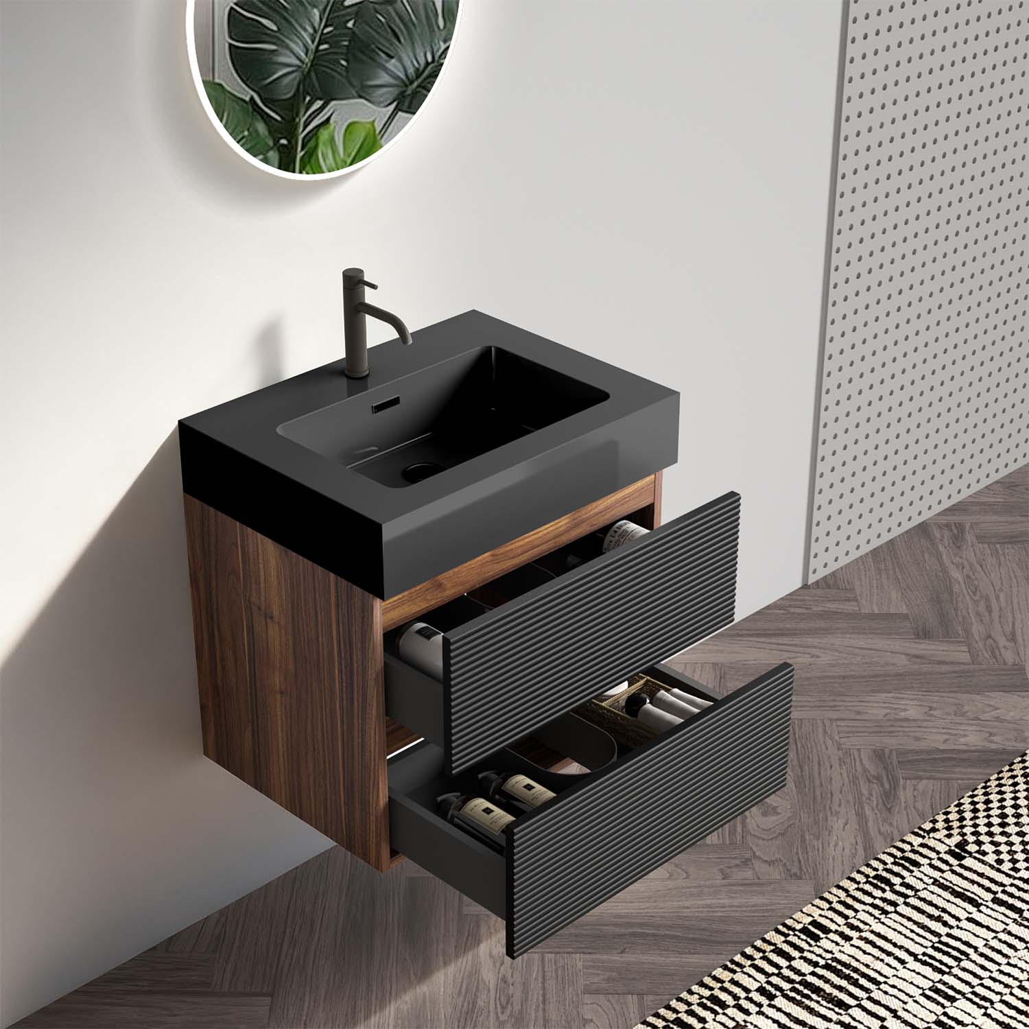 grace 24" black bathroom vanity with sink