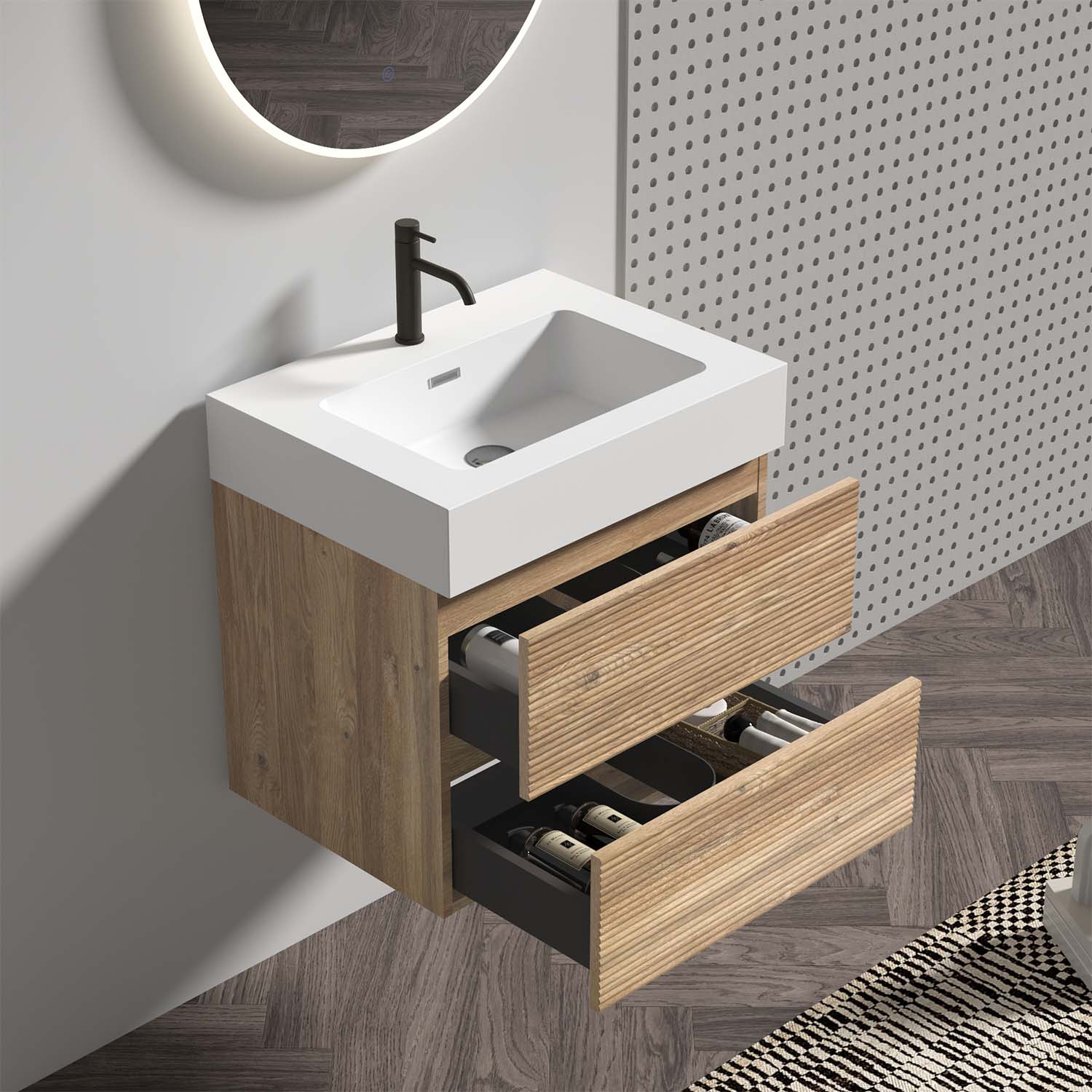 grace 24" oak bathroom vanity with sink