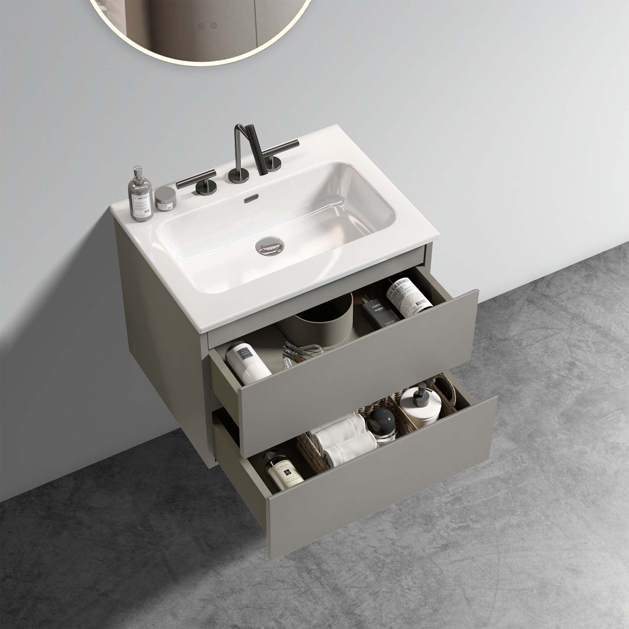 tia 24" space grey bathroom vanity with sink