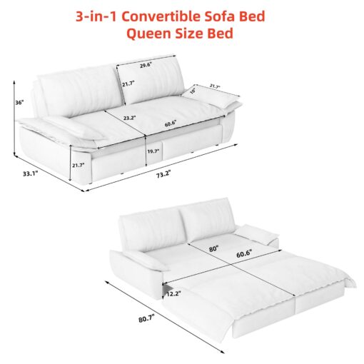 3 in 1 convertible grey sleeper sofa bed