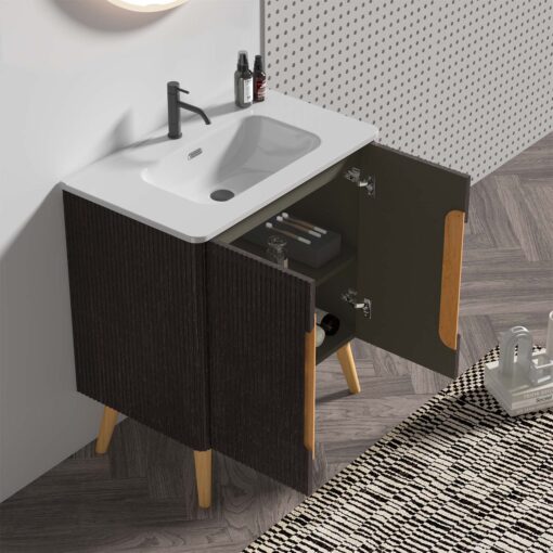 etna 30" brushed black oak bathroom vanity with sink