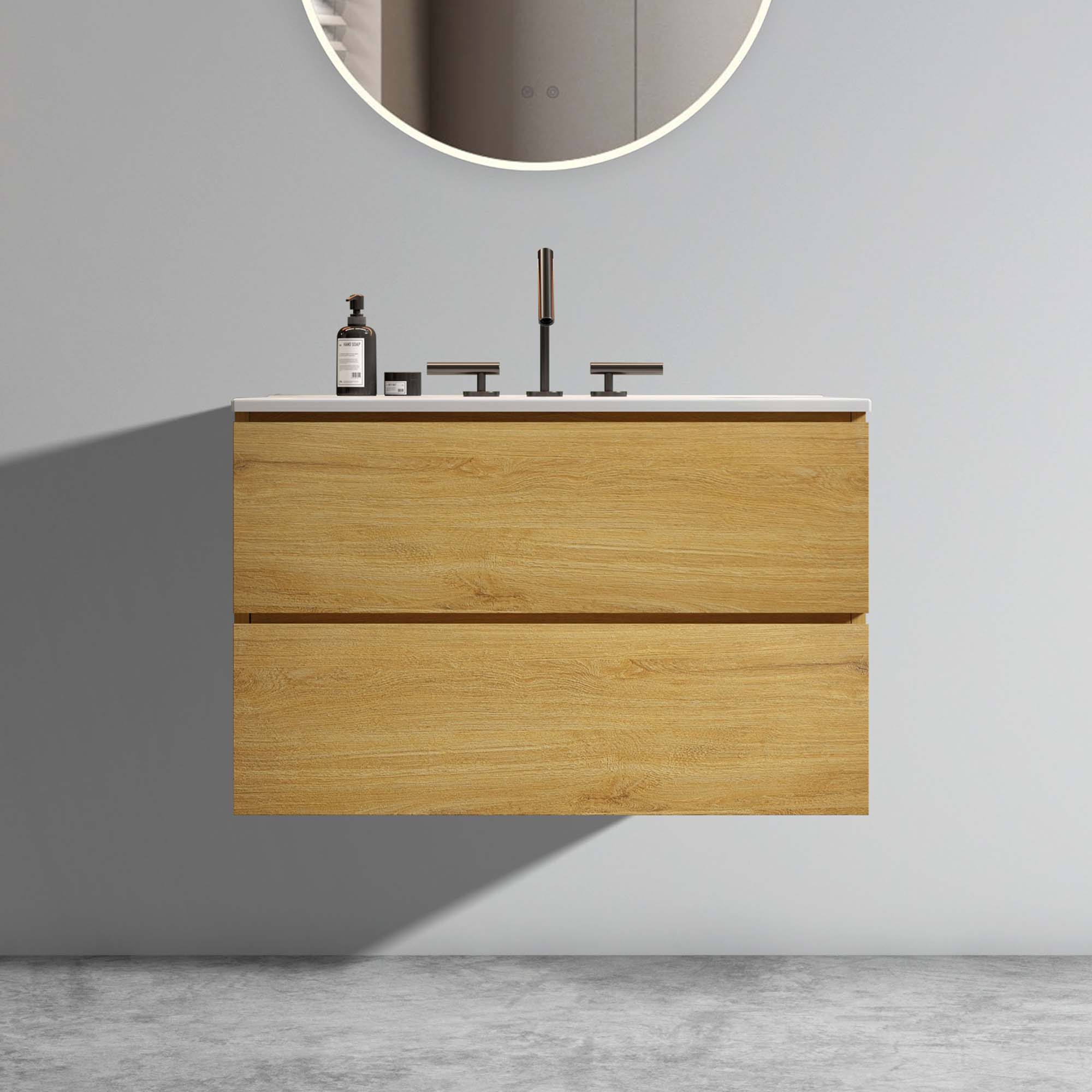 tia 30" natural oak bathroom vanity with sink