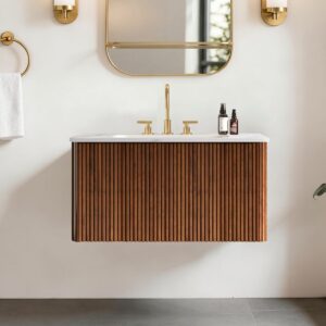 etna 30" striped walnut bathroom vanity