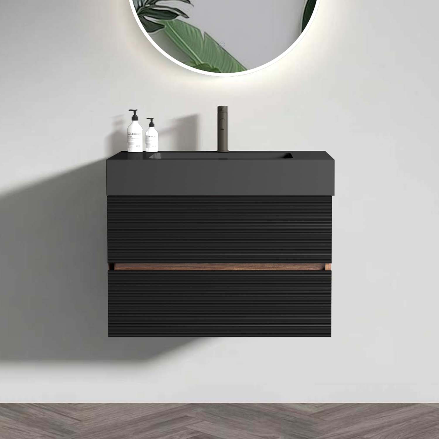 grace 30" black bathroom vanity with sink