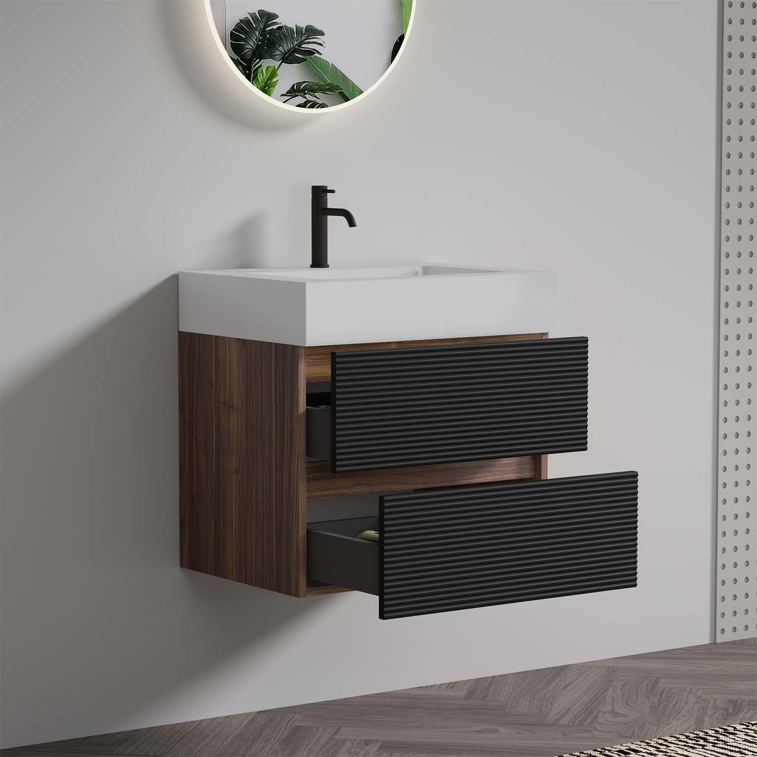 grace 24" black bathroom vanity with sink