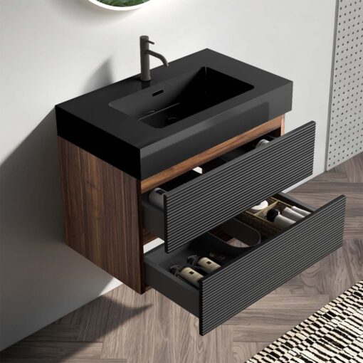 grace 30" black bathroom vanity with sink