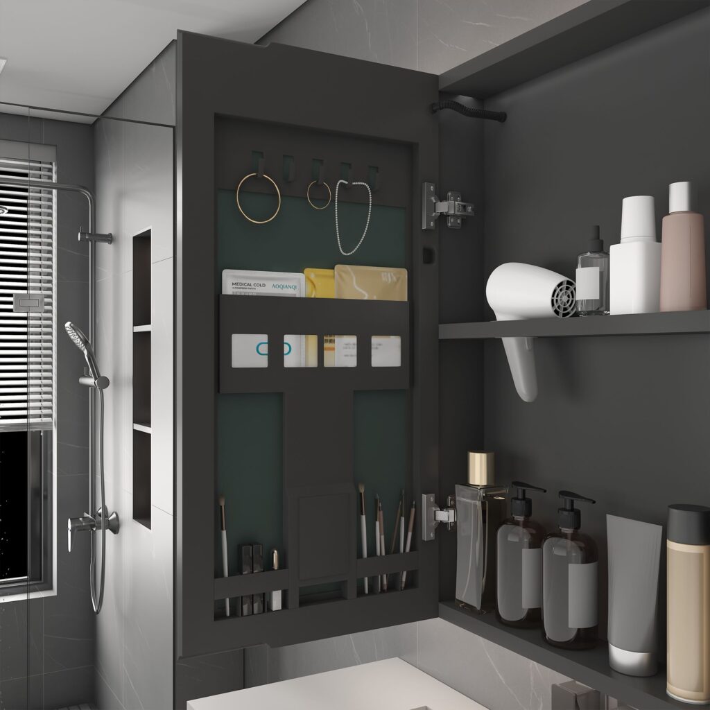 bathroom mirror cabinet 3 door with led