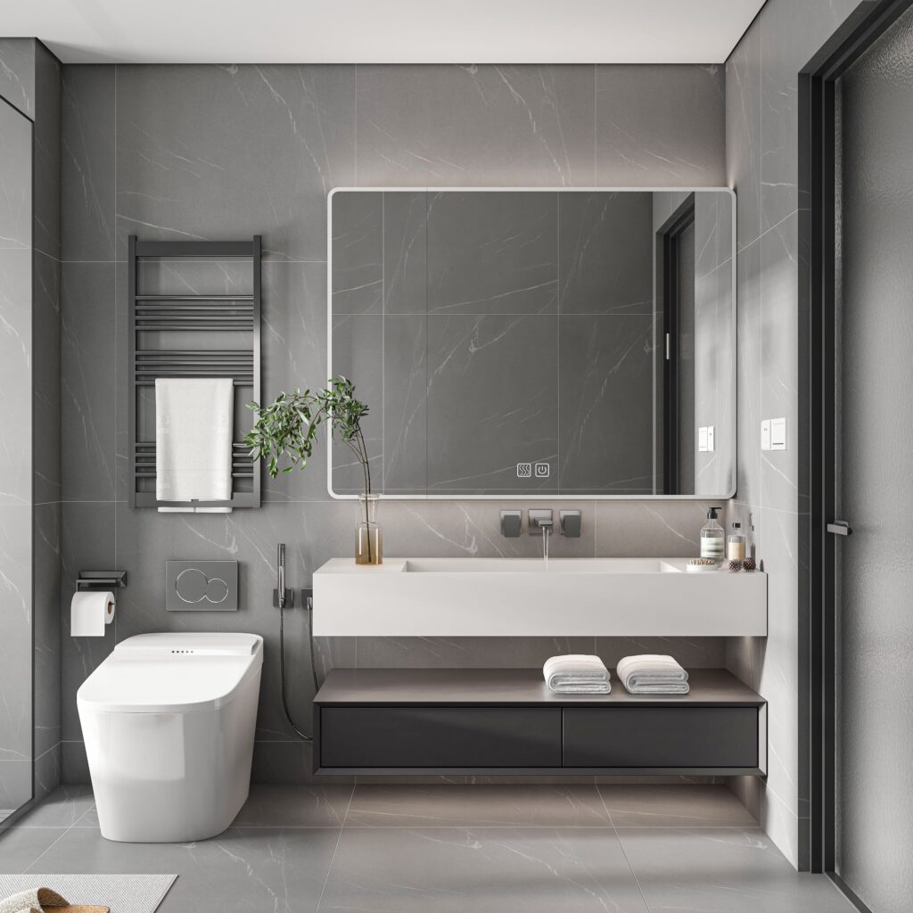 bathroom mirror cabinet 3 door with led