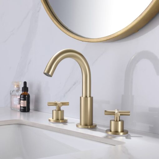 bathroom faucet brushed gold with pop up drain