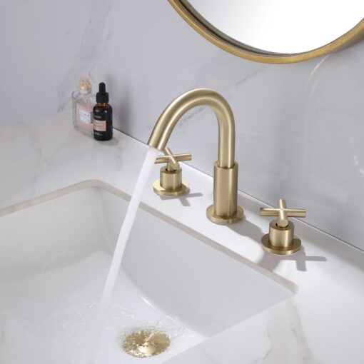 bathroom faucet brushed gold with pop up drain