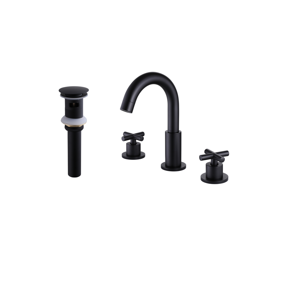 bathroom faucet matte black with pop up drain