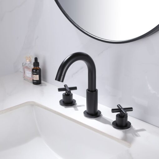 bathroom faucet matte black with pop up drain