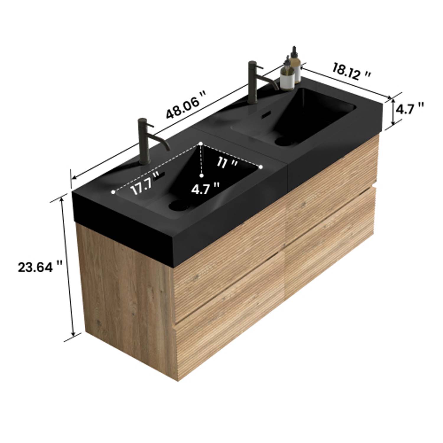 grace 48'' oak bathroom vanity with sink