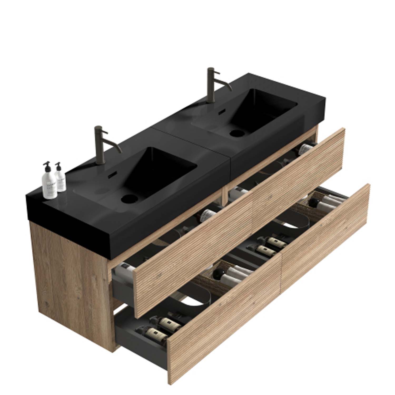grace 60" oak bathroom vanity with sink