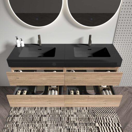 grace 60" oak bathroom vanity with sink