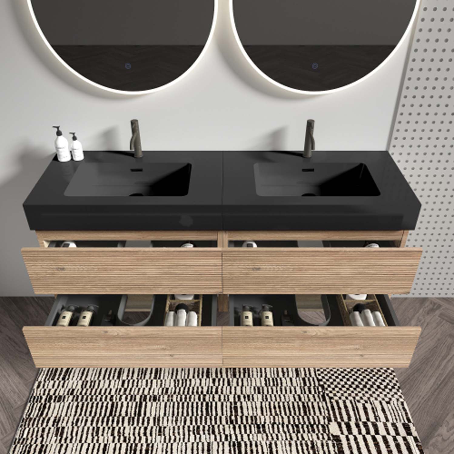 grace 60" oak bathroom vanity with sink