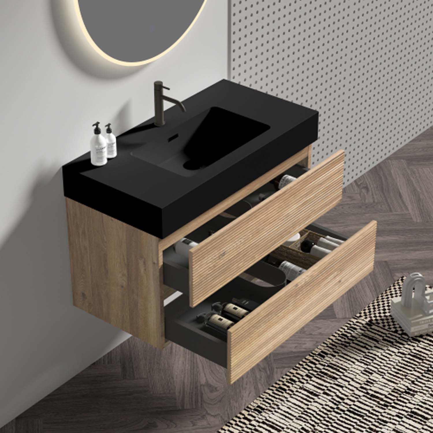 grace 36" oak bathroom vanity with sink