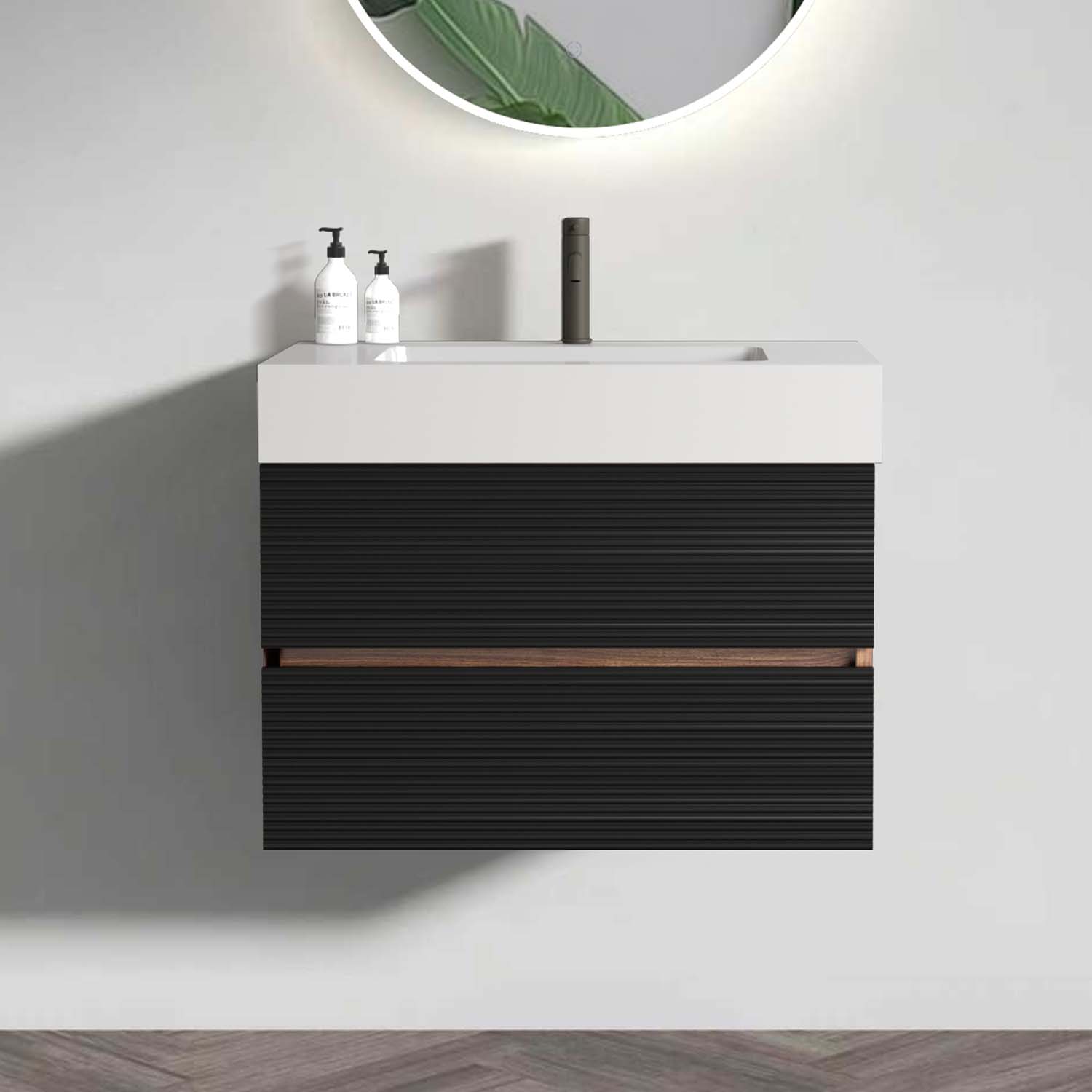 grace 30" black bathroom vanity with sink