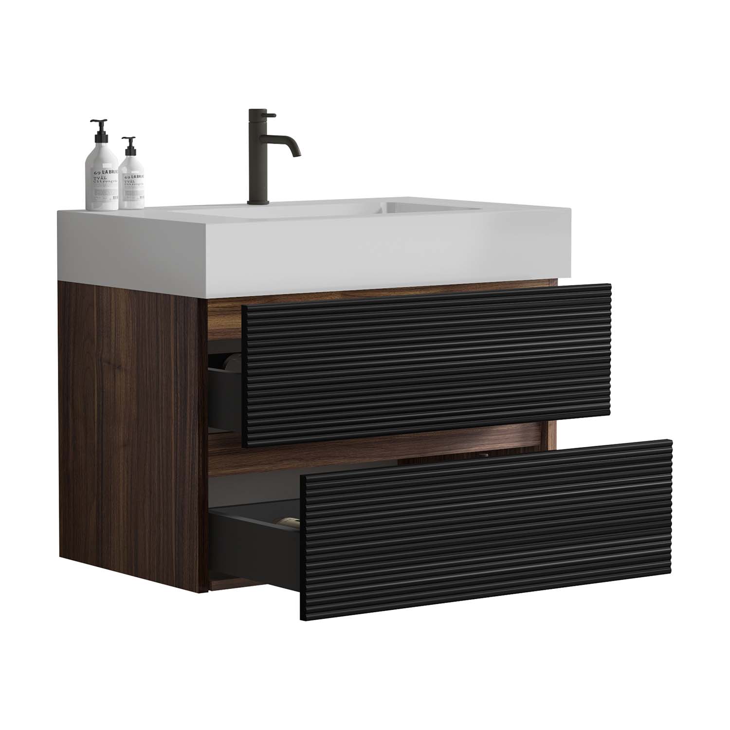 grace 30" black bathroom vanity with sink