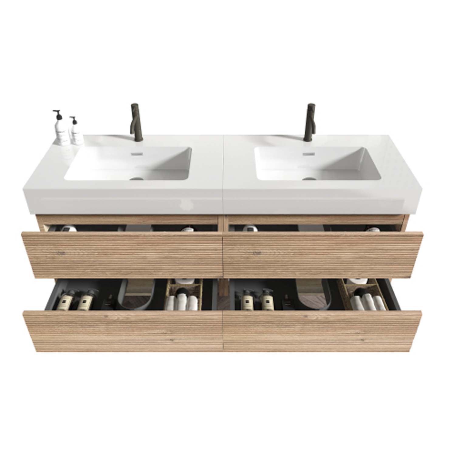 grace 60" oak bathroom vanity with sink