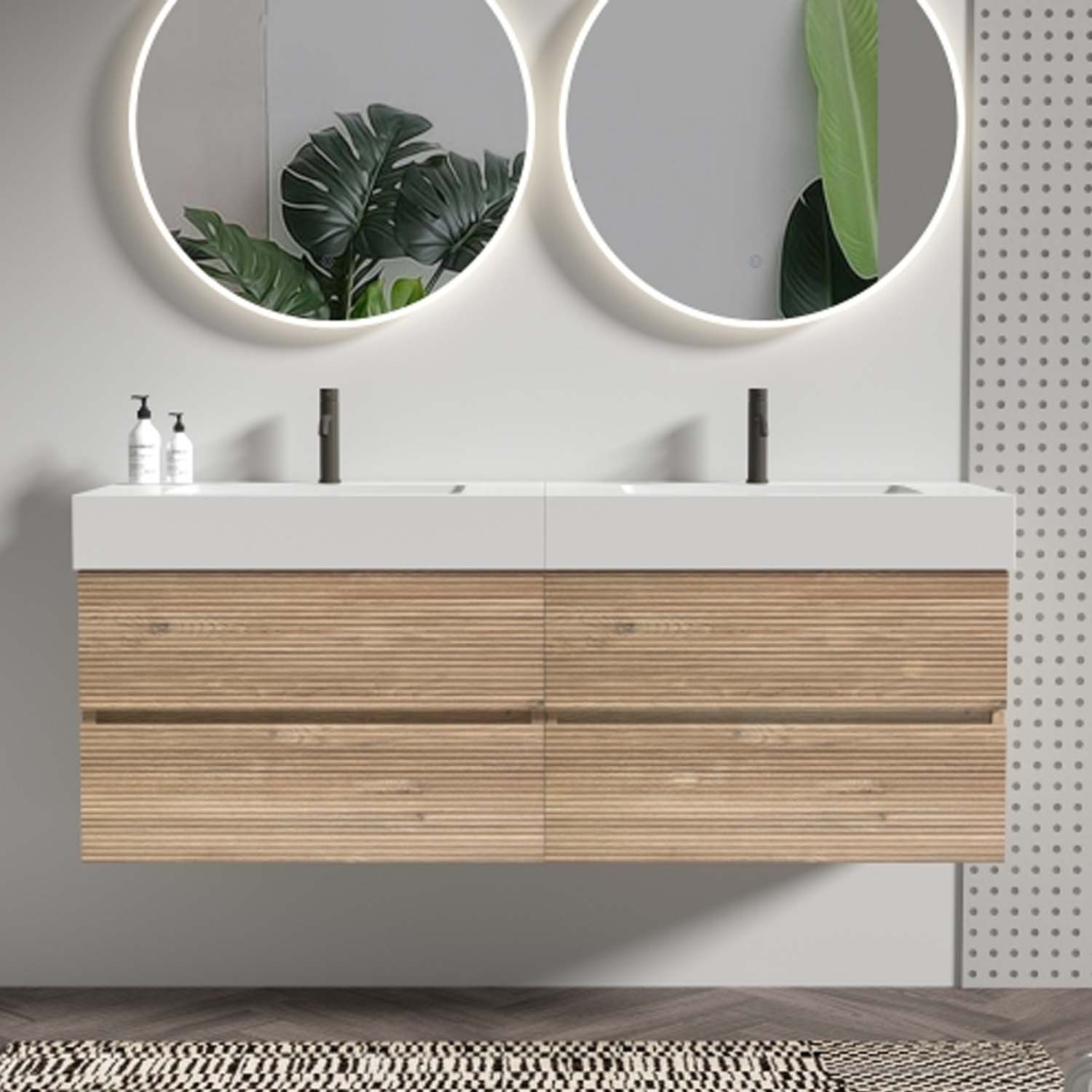 grace 60" oak bathroom vanity with sink
