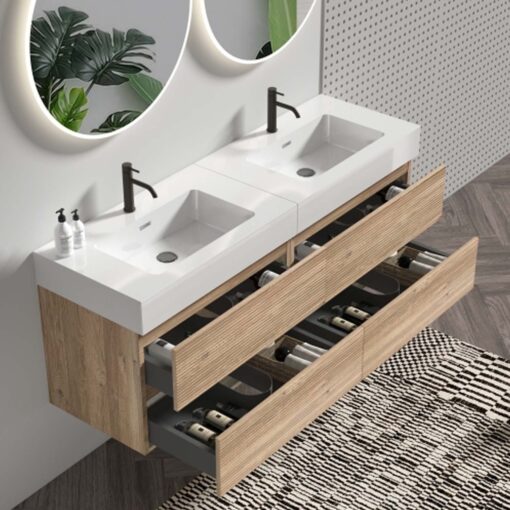 grace 60" oak bathroom vanity with sink