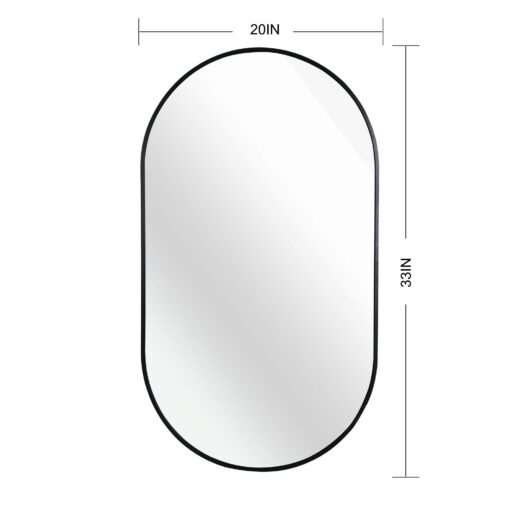 black 20 x 33 inch metal oval mirror