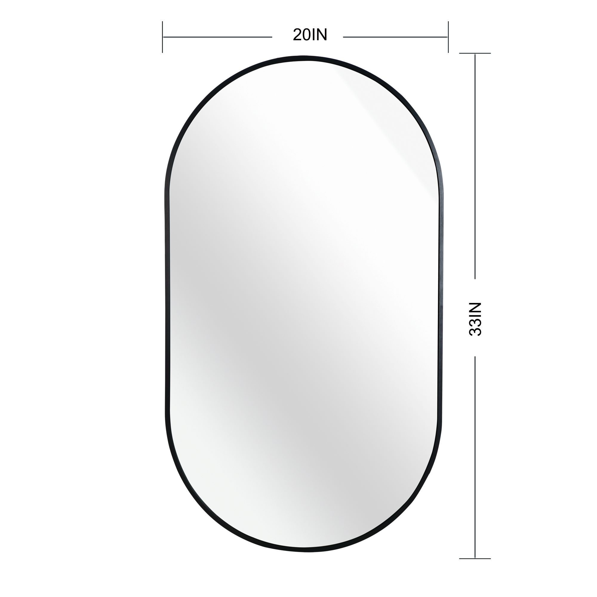 black 20 x 33 inch metal oval mirror