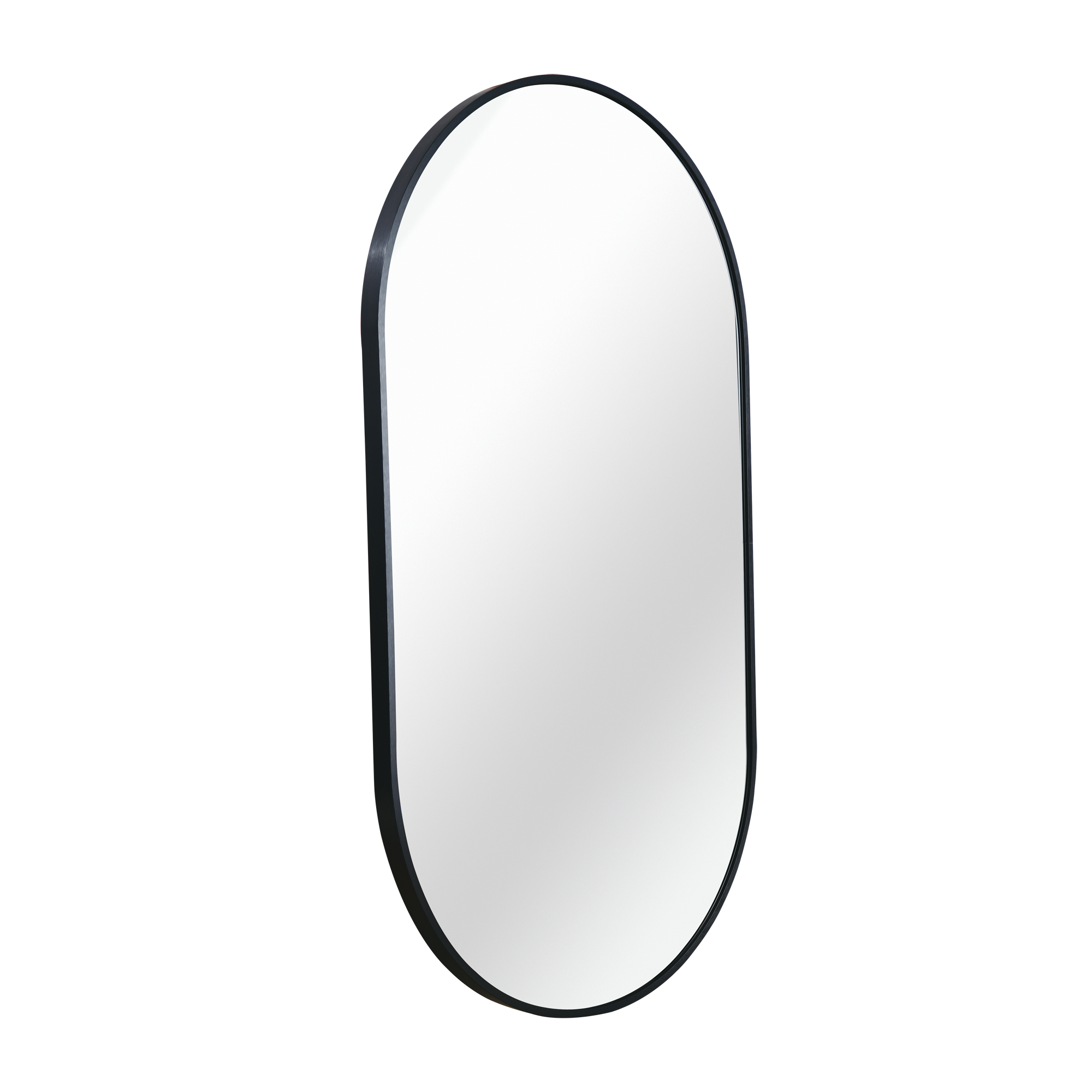 black 20 x 33 inch metal oval mirror