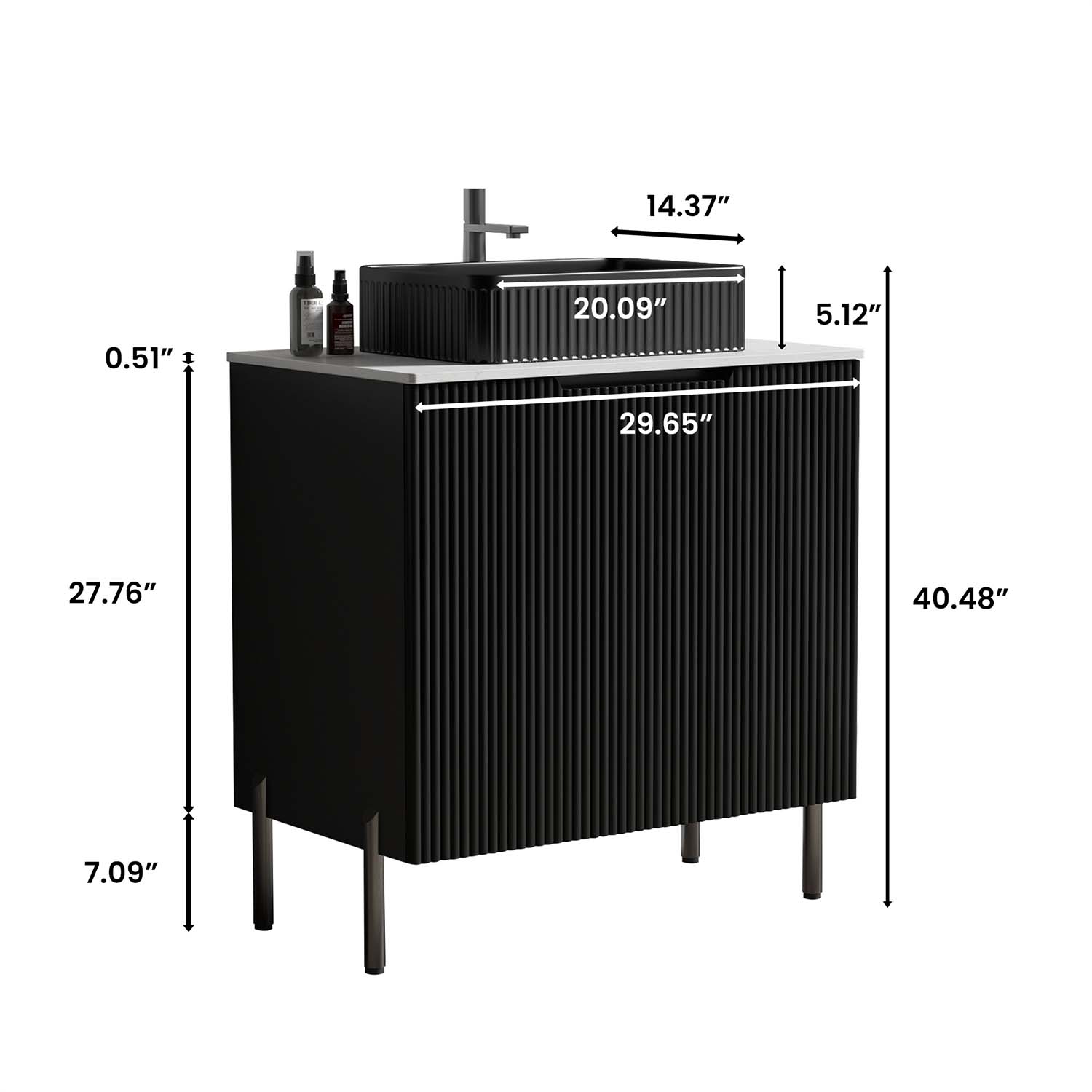 turino 30" black bathroom vanity with sink