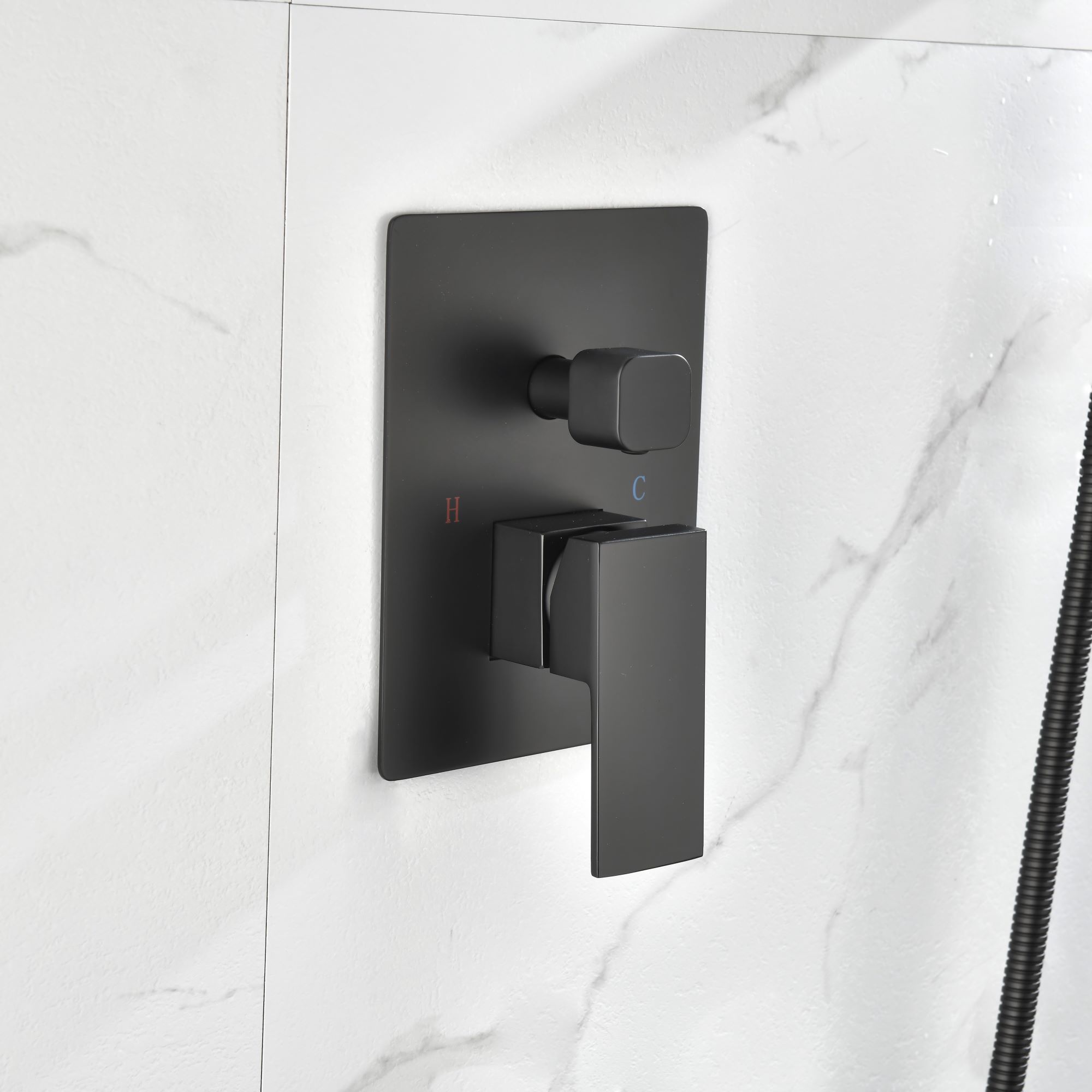 shower system matte black triple function