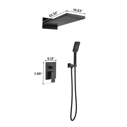 shower system matte black triple function