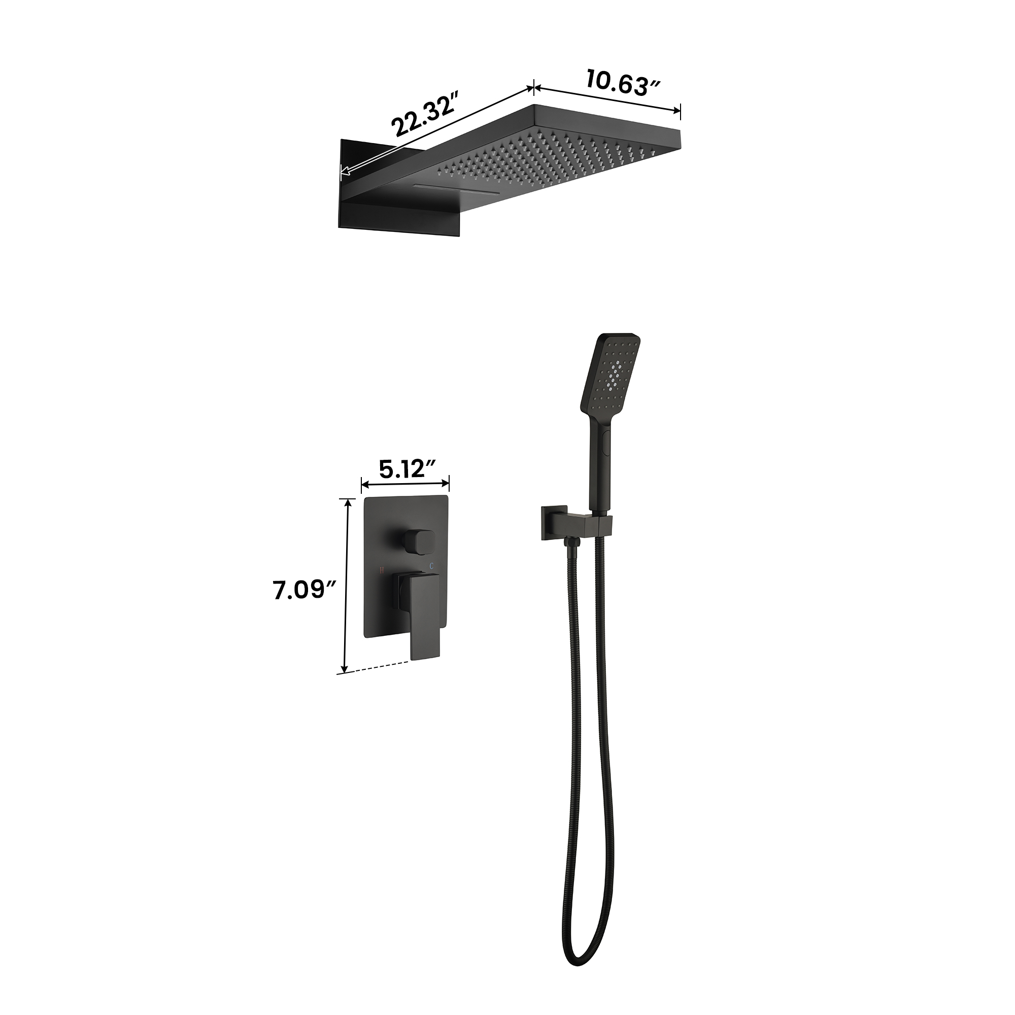 shower system matte black triple function