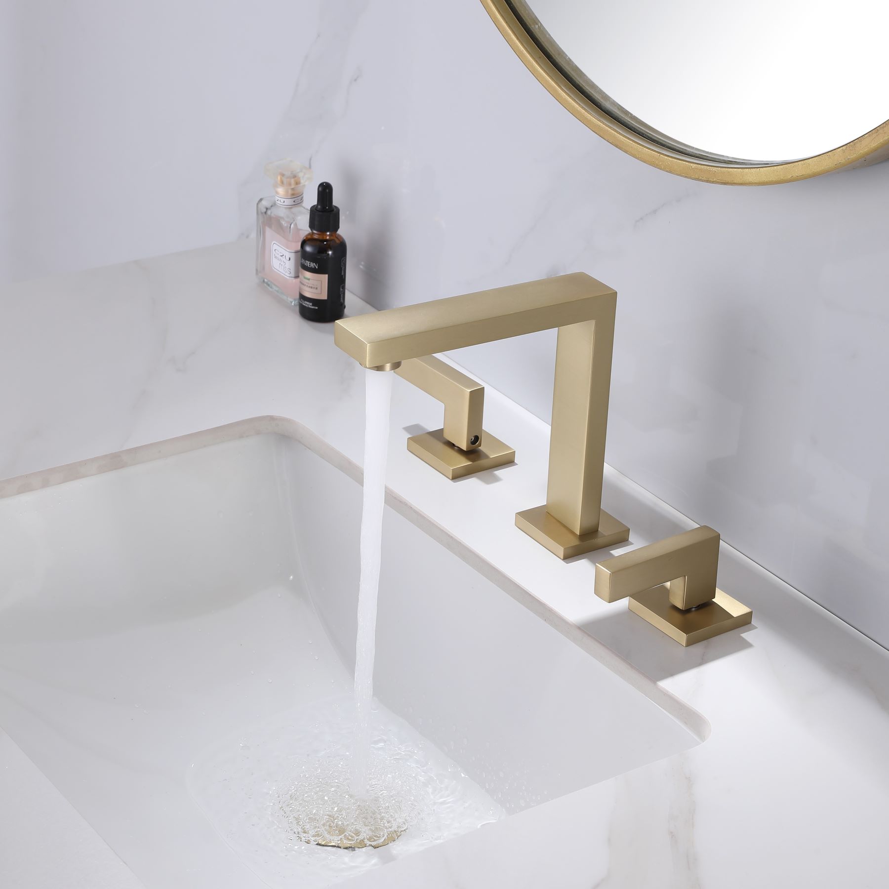 bathroom faucet brushed gold with pop up drain