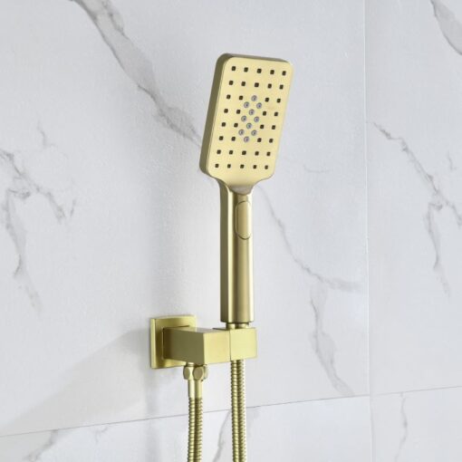brushed gold triple function bathroom shower head