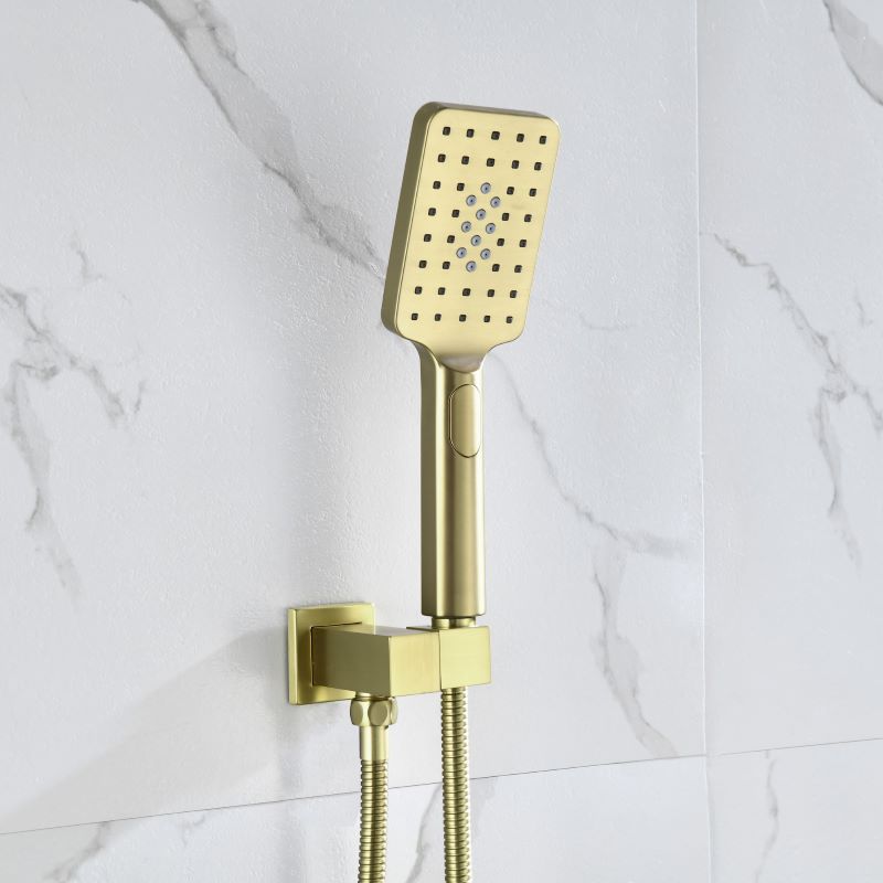 brushed gold triple function bathroom shower head