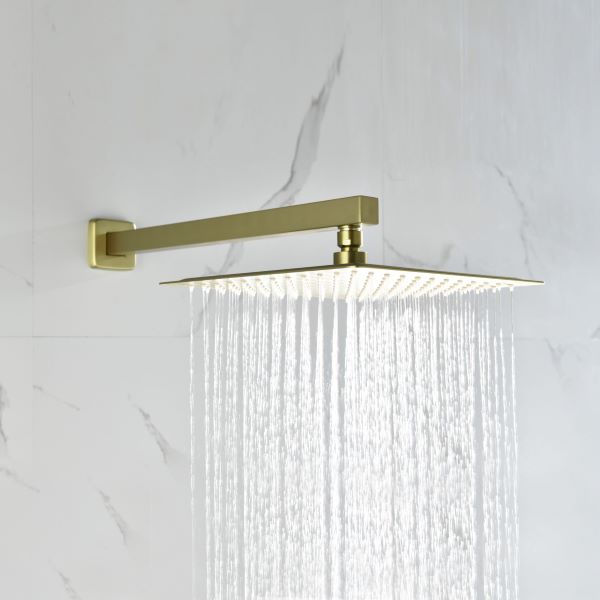 brushed gold triple function bathroom shower head