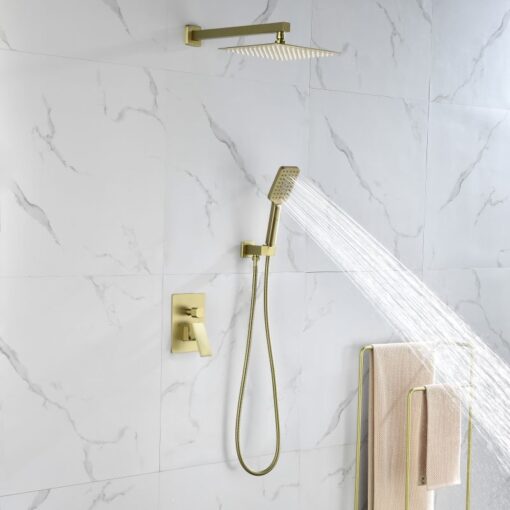 brushed gold triple function bathroom shower head