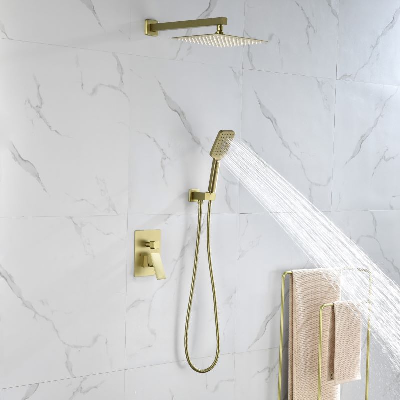 brushed gold triple function bathroom shower head