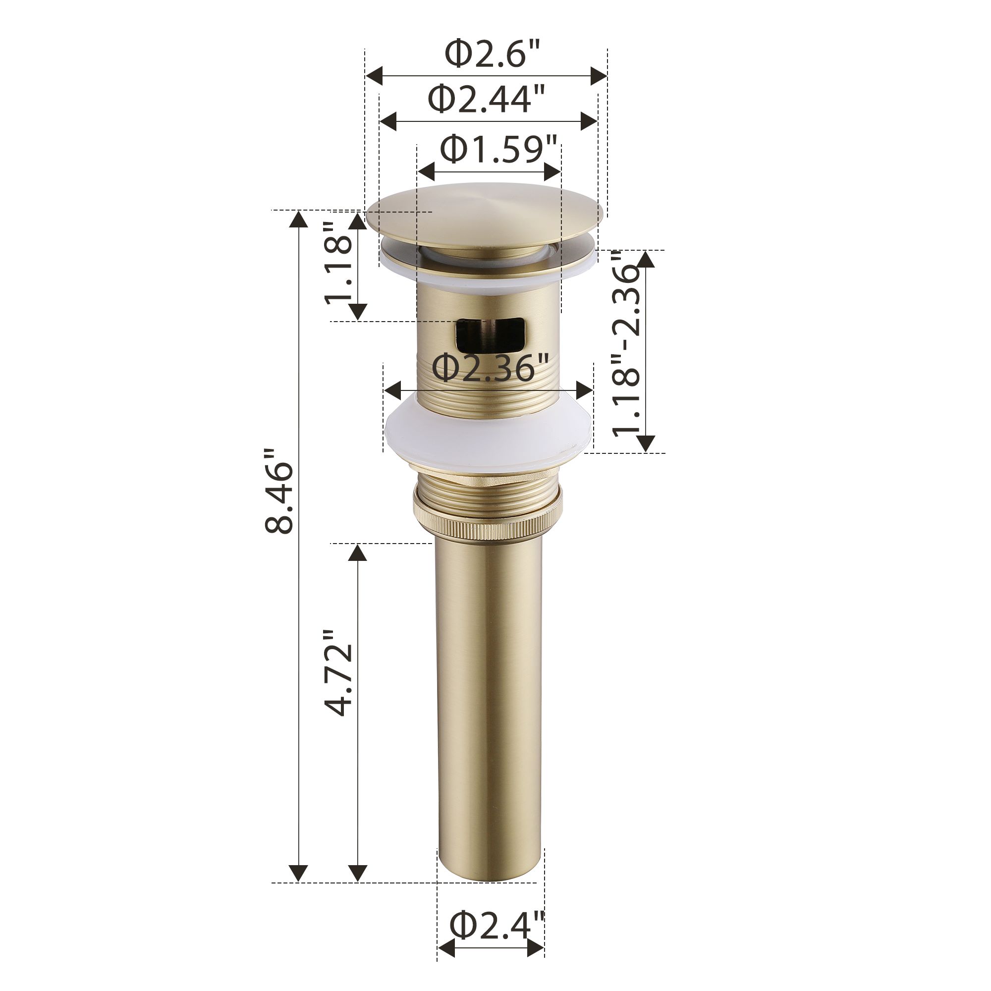 pop up drain brushed gold for bathroom sink