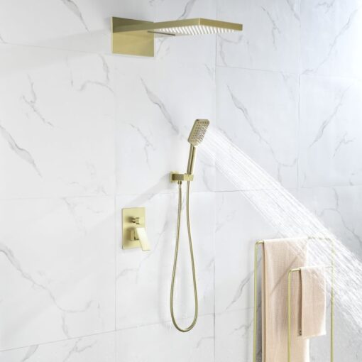 shower system brushed gold triple function
