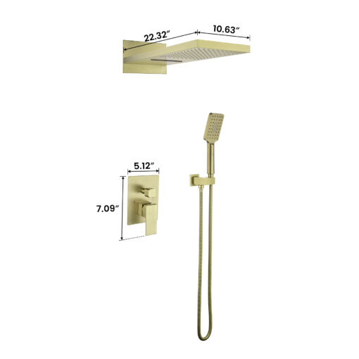 shower system brushed gold triple function
