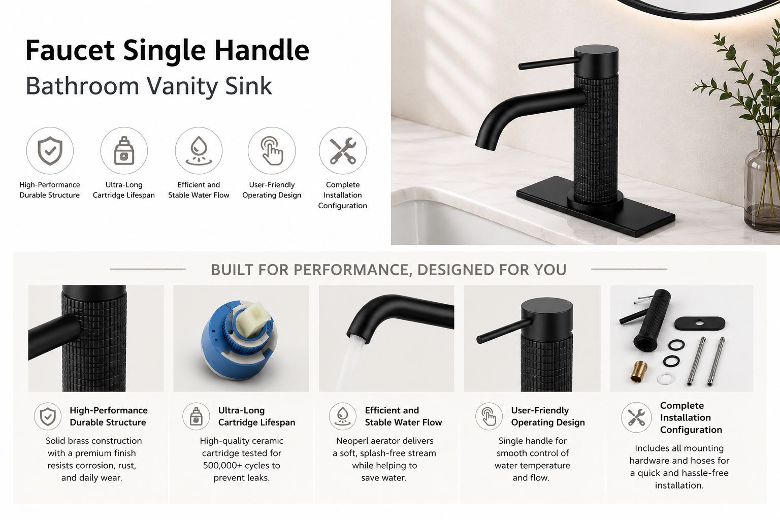 faucet single handle bathroom vanity sink